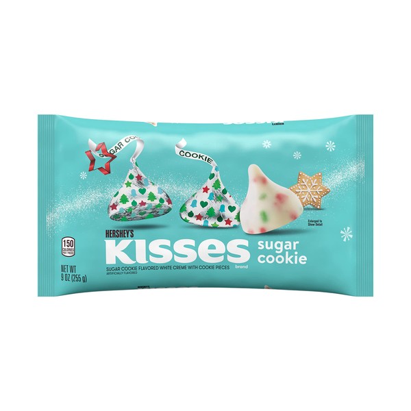 HERSHEY'S KISSES Sugar Cookie Flavored White Creme, Christmas Candy Bag, 9 oz