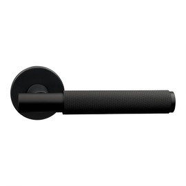 Gavroche Door Handle Door Handle Set Round Black Matt with Textured Surface BB PZ WC Set for Interior Doors Modern Design Minimalist (BB Deadlock)