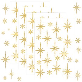 Epakh 76 Pcs Rhinestone Star of Bethlehem Stickers Self Adhesive Gold Crystal Rhinestone Sticker for Holiday Package Gift Decor Winter Window Car Decal Accessories 4 Sheet