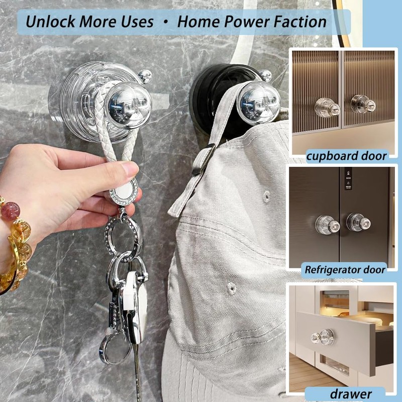 YIDELAI Powerful Suction Cup Glass Mirror Door Handle, Refrigerator Drawer