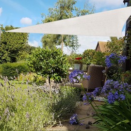 Green Bay Sun Shade Sail Triangle HDPE Breathable UV Block Sunscreen Awning Canopy White with Free Rope 2x2x2m