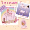 OHKIDS Vanity Set with Table & Stool, Wooden Princess Vanity