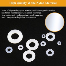 Sutemribor 640-Piece 8-Size White Nylon Washers Assortment Kit - Metric & Flat Washers (M2-M10)