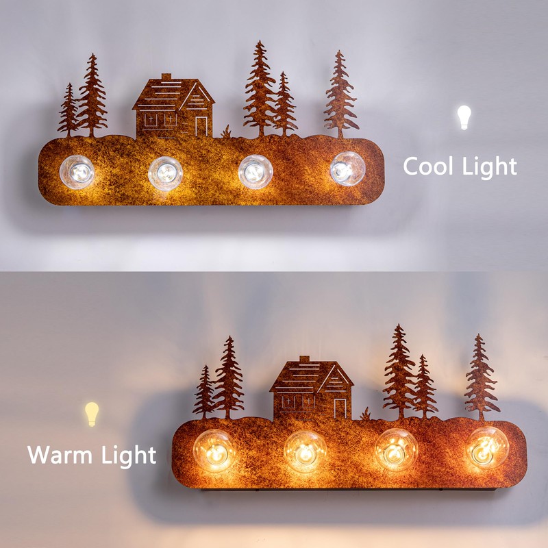 TOCHIC Rustic Vanity Lights Over Mirror 4 Lights Dimmable Cabin