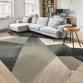 HOMFINE Washable Modern Area Rug - Geometric 6x9 Rugs for Living Room, Bedroom, Machine Washable Rug Soft Non Slip Non Shedding Area Rug - Green, 6'x9'