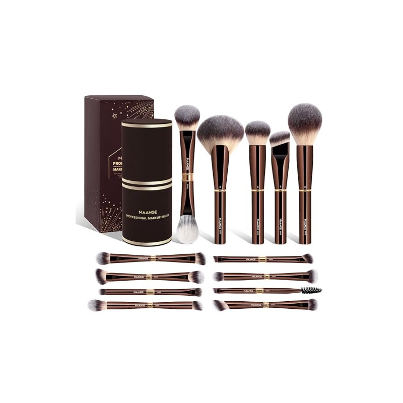 MAANGE Set de Brochas de Maquillaje Profesional con Estuche 13PCS