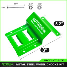 AUTOAlkins Wheel Chock Tie Down Kit, Trailer Tie Down Strap Kit, Heavy Duty Trailer Tie Down System for UTV, ATV, Mower, etc, Wheel Chock & Tie-Down Accessories, 4-Tire Kit (Green)