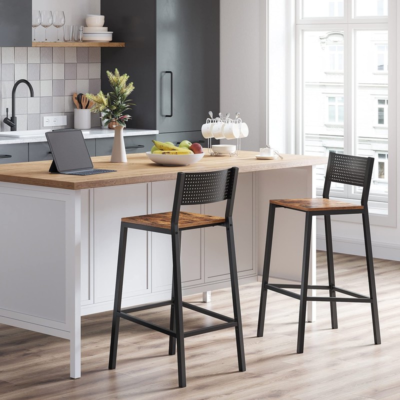VASAGLE Bar Stools, Set of 2 Bar Chairs, Tall Bar