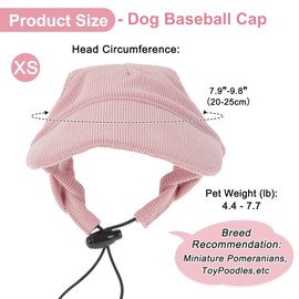 RENEWREVITAL Dog Hat for Sun Protection, Summer Beach Visor with Ear Holes, Adjustable Puppy Sunbonnet Headdress, X-Small, Pink