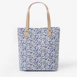 Jeelow Floral Cotton Canvas Tote Handbag with Vegan Leather Handles for Women - Lightweight Shoulder Bag Purse Snap Closure (Black Floral) - Color: Blue Floral