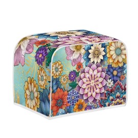 UNICEU Boho Flower Bright Blossom 2 Slice Quilted Toasters Cover, Dust-proof Toasters Cover Bread Maker Cover Kitchen Small Appliance Dust Cover