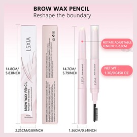 LSxia Double-headed Eye Brow Wax Pen, 2 in 1 Clear Eye-brow Gel Pencil with Eye-brow Comb, Waterproof Brow Gel/Eye-brow Styling Soap/Eye-brow Wax Pencil for Reshape the Boundary 3D Eyebrows Makeup