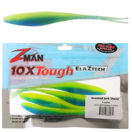 Z-Man SJS7-362PK4 Elaztech Jerk Shadz Scented Swimbait, 7" Fusilier