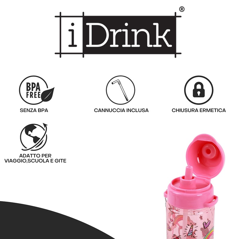 IDRINK® - Drinking Bottle 400 ml Children's Motif with Straw