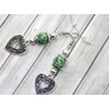 Women's earrings in green and black tinted jade pearls with