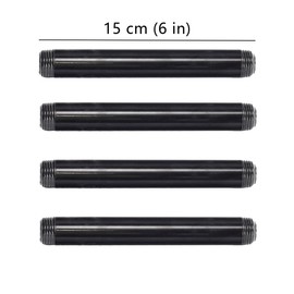 1/2" DN15 Malleable Iron Pipe Fitting for DIY Flange Fittings Furniture Bracket, Industrial Steampunk Electrophoresis Threaded Pipe DN15, Set of 4, Size: 15 cm…