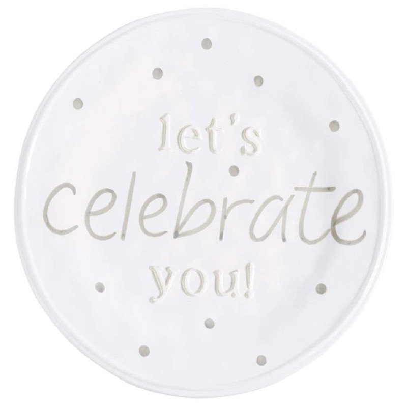 Mud Pie Celebrate You Dinner Plate, White, 11 1/2" dia