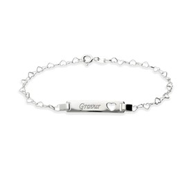 Women's 925 Sterling Silver Heart Design Bracelet With Desired Engraving 19 cm Ideal Gift for Your Wife or Girlfriend