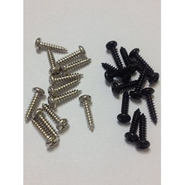 12 each #2 x 3/8 inch Tuner Machine Head Screws Black/Chrome Phillips Made in USA