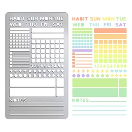 UNICRAFTALE 1 Stück Kalender Schablone Edelstahl Wochenschablone Metall Tagebuchnotizen Malschablone Wiederverwendbare Bastelschablonen Für Notizbuch Tagebuch Scrapbook Holzbrandgravur