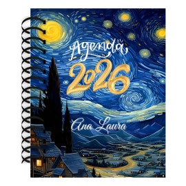 Agenda 2026 Diaria Van Gogh Hombre Mujer Pasta Dura 18x22cm