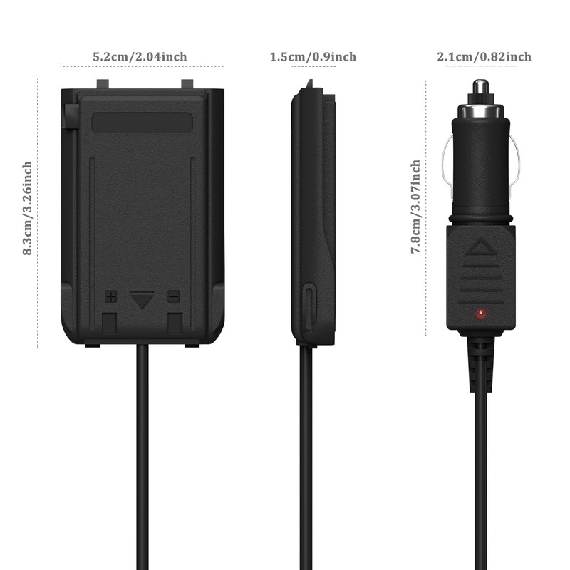 2 Pack BAOFENG UV-S9 Plus Battery Eliminator Car Charger 2800mAh