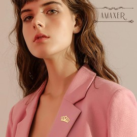 Amaxer Stainless Steel Crown Brooch for Women Men Elegant Royal Pin Badge for Jacket Lapel Blouse Scarf Vintage Jewelry for Wedding Party Costume Accessories (gold)