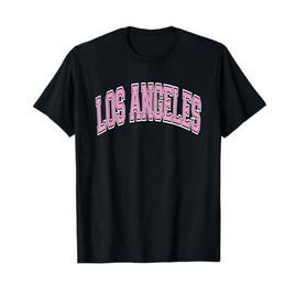 Los Angeles Arched Pink Text Maglietta