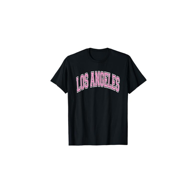 Los Angeles Arched Pink Text Maglietta