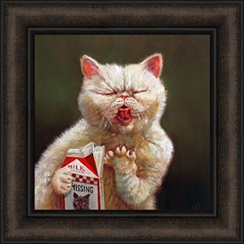 Home Cabin Décor Sour Milk by Lucia Heffernan 16x16 Humorous Milk Carton Missing Cat Kitten Face Funny Art Framed Print Picture