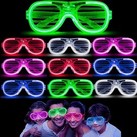 Neon Party Glasses - 10 Pack LED Light up Glasses Neon Rave Party Favor Supplies Glow in the Dark Glasses for Carnival Festival Birthday Wedding Christmas New Years Eve