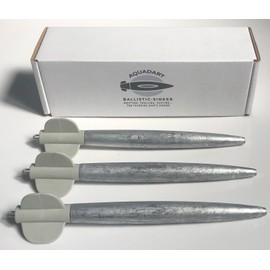 AquaDart™ ballistic-sinkers 3 Pcs – fish deeper with streamlined & versatile fishing weights – perfect for trolling and fast drift fishing – ultimate performance (150g)