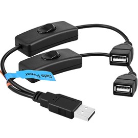 BENACES USB Splitter 1 in 2 Out Switch, 1 Ft USB A On/Off Switch Charger Cord, USB 2.0 Male to Dual Female Power Cable for Data Transfer and Charging