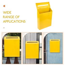 Yardwe Metal Mailbox Wall Mounted Letter Box, Vintage Letter Mail Post Box Suggestion Collection Bin Postbox Letter Container for Outside House Home Accessories (Yellow)