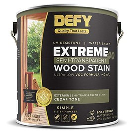 DEFY Extreme 1 Gallon 40 VOC Compliant Semi-Transparent Exterior Wood Stain, Cedar Tone