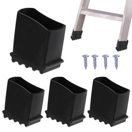 Pack of 4 50 x 25 mm Ladder Feet, Universal Rubber Ladder Feet with 4 Screws, Non-Slip Ladder Feet, Ladder Caps for Ladders, Aluminium Ladders, Telescopic Ladders, Herringbone Ladder Pads