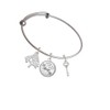 Delight Jewelry Silvertone Small Clear AB Crystals Oval Key Silvertone