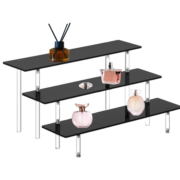 FYKZQWDS Display Stand, Black Display Shelves Decorative Home Accessories 3-Tier