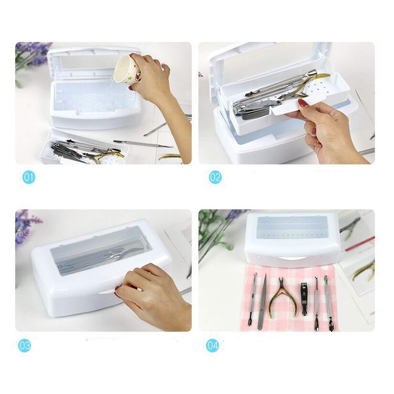 Pinkiou Nail Hair Tools Tray Sterilizer Manicure Disinfection Plastic Box