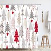 GOOESING Christmas Shower Curtain, Hand Drawing Christmas Tree Cloth Fabric