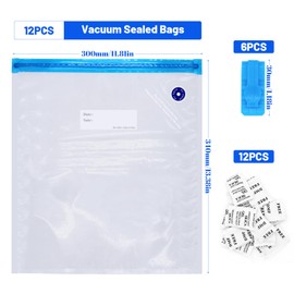 WYYFXY® Pack of 12 3D Printer Filament Vacuum Bags, Vacuum Bags Filament Box 30 x 34 cm Bag Filament Storage Vacuum Storage Sealing with Desiccant and Sealing Clips