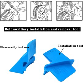 ZKTOOL 2-Piece Disassembly/Assembly Tools Set for Car Stretch Fit V-Ribbed Belt, Car Ribbed Drive Belt Remover Installation Tool Set, Belt Removal/Installation