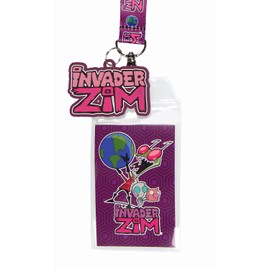 Invader Zim and Gir ID Badge Holder Lanyard w/ 2" Logo Rubber Pendant