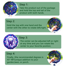 Butterfly Wind Spinner,Hanging Wind Spinners Outdoor for Garden Decoration，12 inch 3D Stainless Steel Wind Sculpture for Indoor/Outdoor Decor