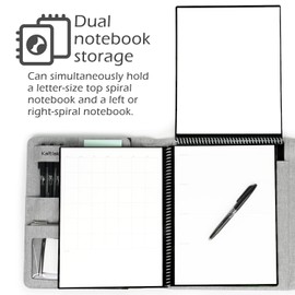 Kaitiaki Folio Cover Compatible with Rocketbook Spiral Notebook Built with a Large Capacity Removable Zipper Storage Pouch, Desktop Organizer Office, Home & School, Gray, Letter Size (8.5" x 11")