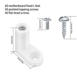 60 STK PCB Platine Motherboard Abstandshalter Kunststoff, 2 cm L Typ Leiterplatten Montagefüße, Arcade Gaming Board Montagefuß Platinenfüße mit Schrauben(Weiße)