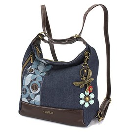 CHALA Retro Convertible Purse - Metal Charming Dragonfly - Denim