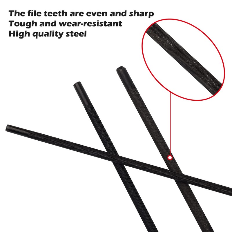 MFUOE 3 Pieces Chainsaw Chain Sharpening File Professional Round Chainsaw
