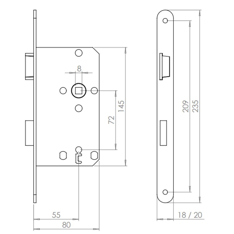ABUS 61673 ES BB L S 55 72 20 Mortice