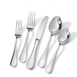 KINGSTONE 20 Piece Teardrop Silverware Set for 4, 18/10 Stainless Steel Flatware Set, Modern Design Cutlery Set for Home/Hotel/Wedding,Mirror Polished and Dishwasher Safe